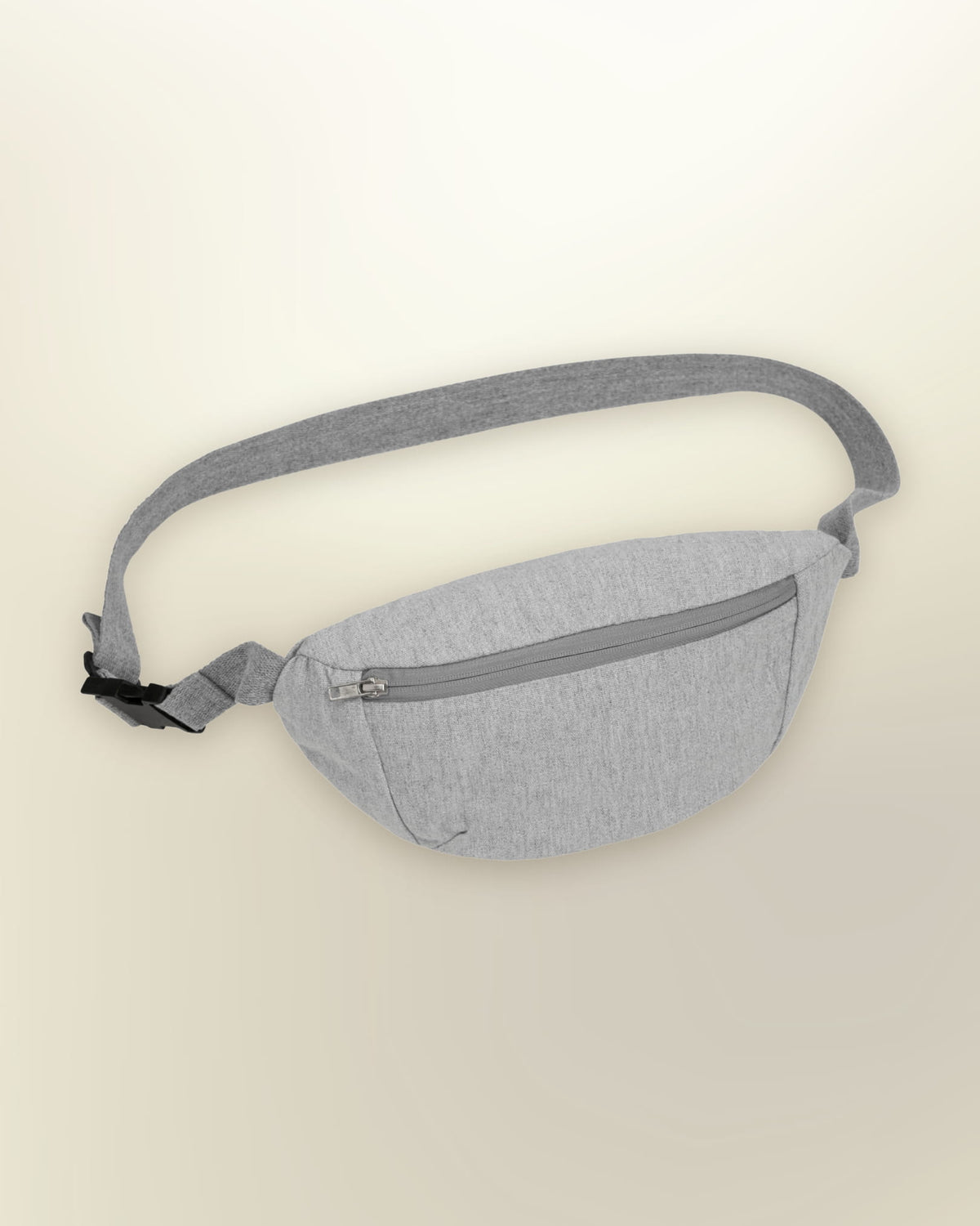 Man wearing a blank unisex zip hoodie in Heather Grey with a regular fit – Stanley/Stella Astor STSU261 for printing or embroidery.