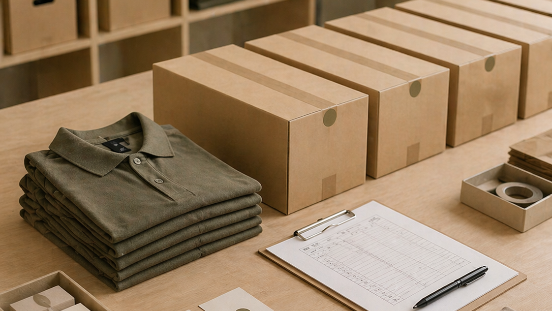 Classic organic cotton polo shirt, embroidered with a logo for presentable and fair corporate fashion. Worn by a model, with the perfectly matching embroidery 'Your Logo' on the left chest.