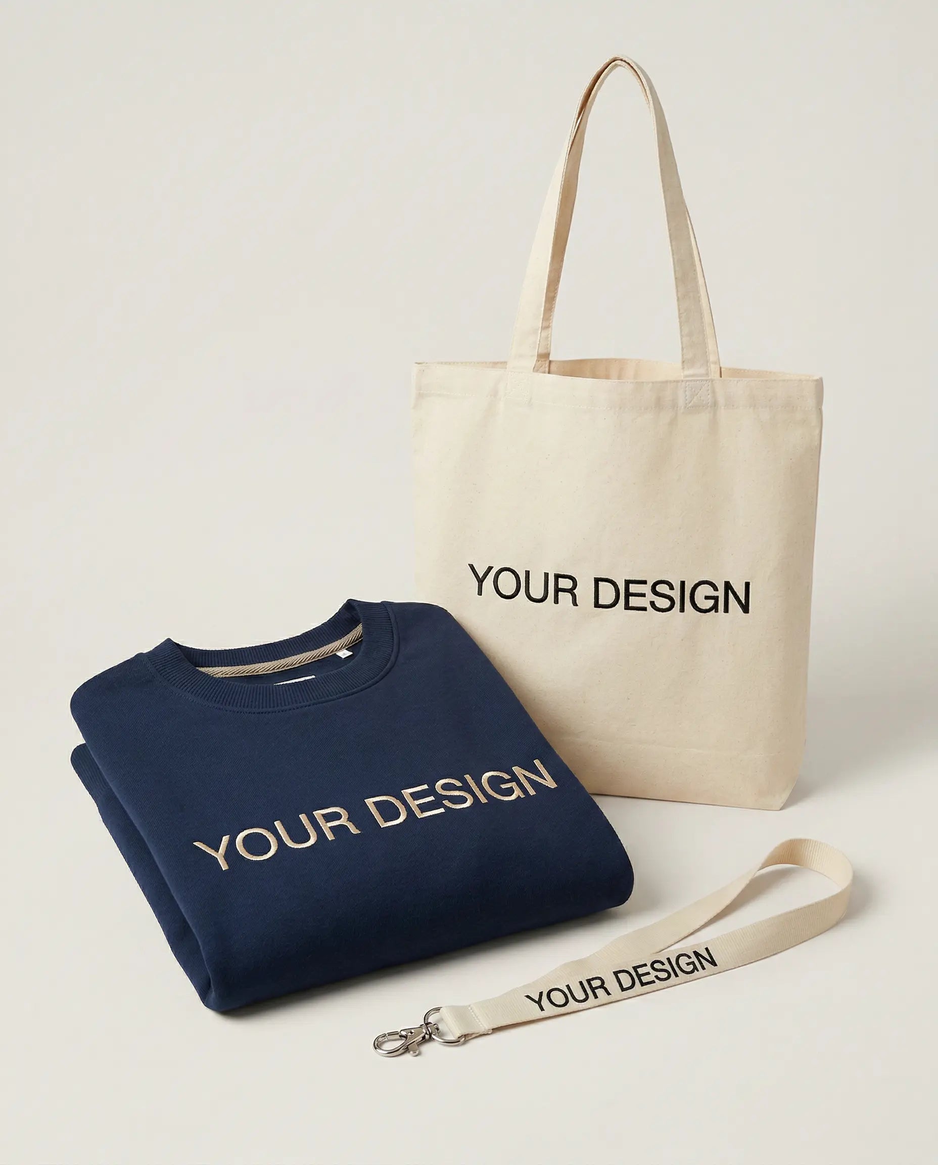 Weatherproof, sustainably produced jacket with embroidered logo as functional Fair Trade team merchandise. A model presents the field staff clothing with the exemplary lettering 'Your Logo' on the left chest.