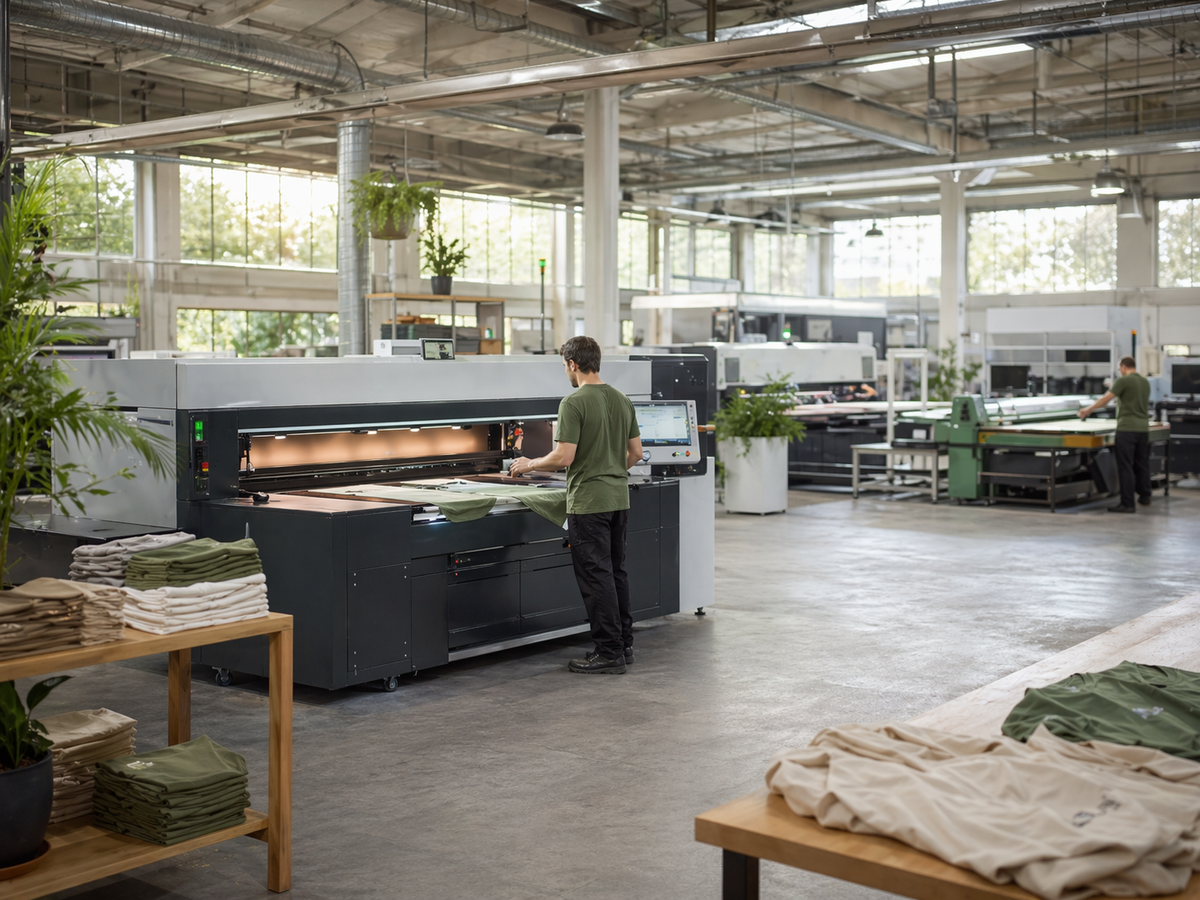 Textile finishing production in a modern and sustainable production facility.