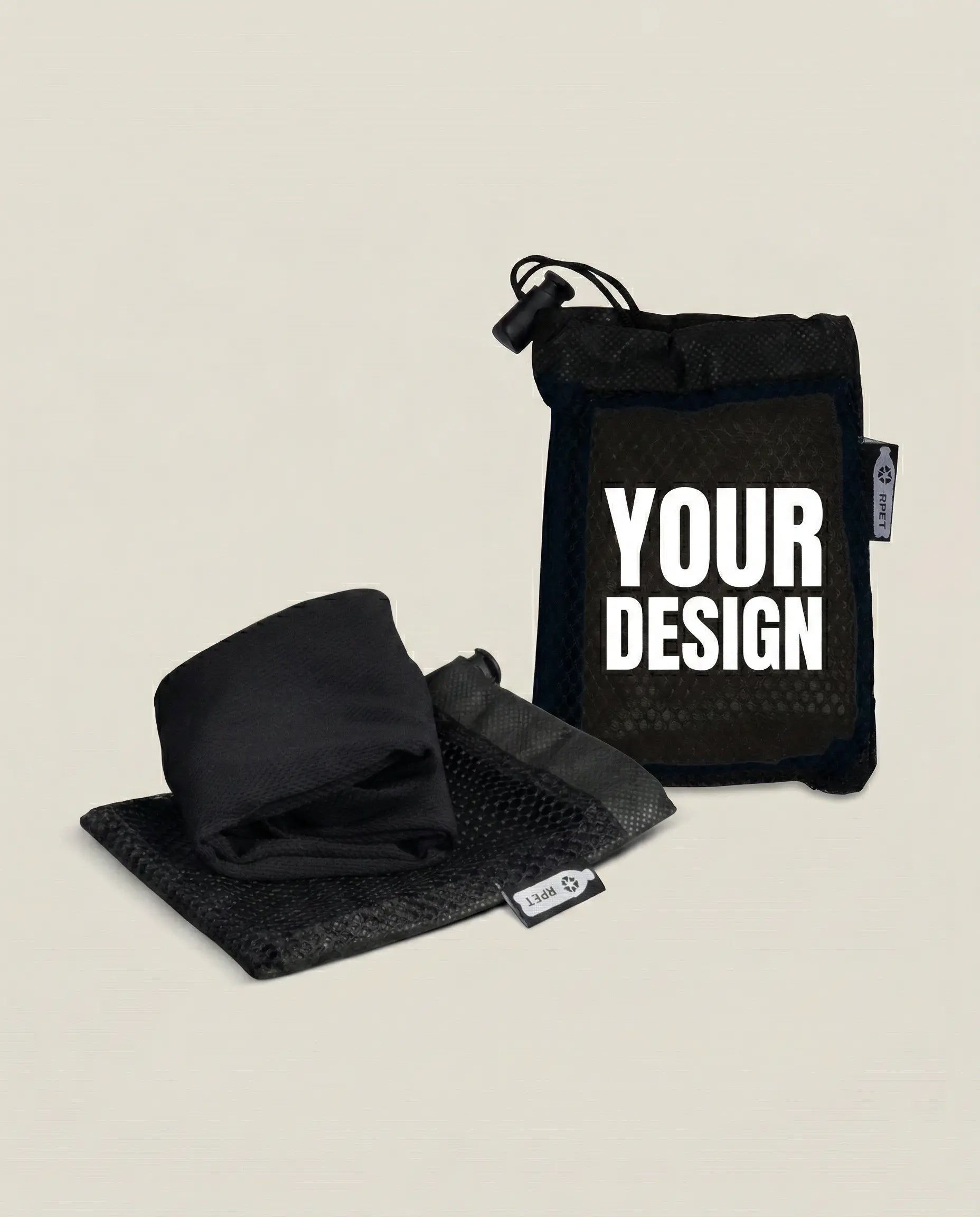 Weatherproof, sustainably produced jacket with embroidered logo as functional Fair Trade team merchandise. A model presents the field sales apparel with the exemplary lettering 'Your Logo' on the left chest.
