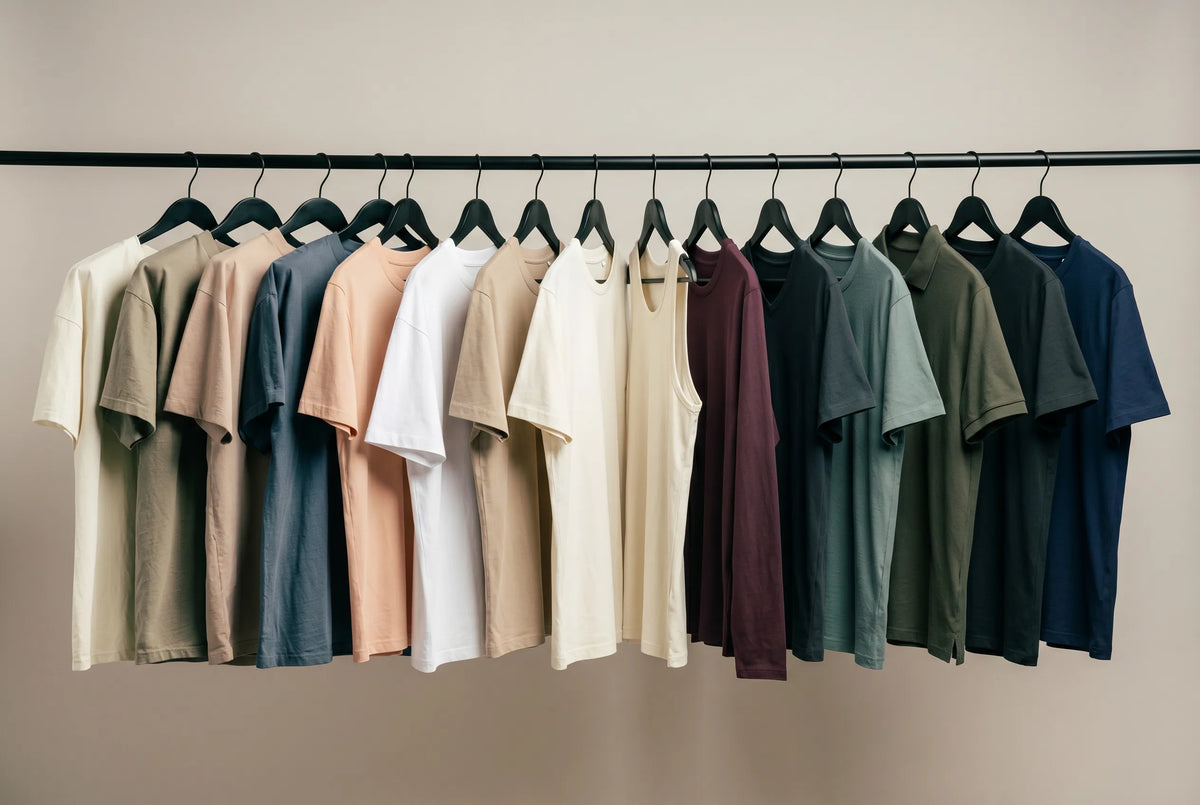 Nachhaltige T-Shirts in verschiedenen Schnitten, Stoffen und Materialien