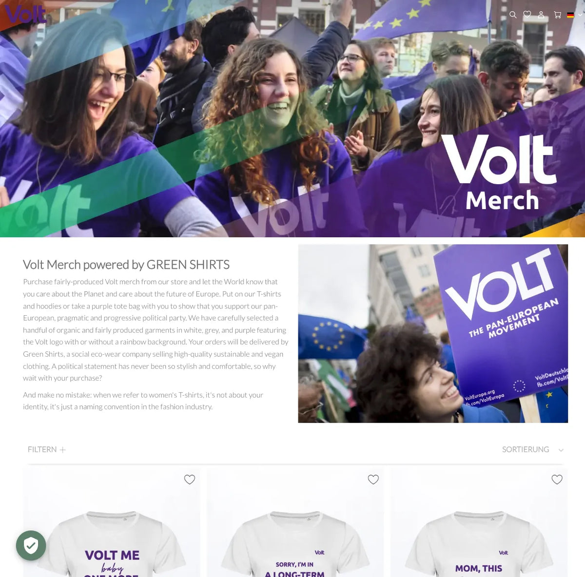 Individueller Merchandise-Webshop und nachhaltige Kleidung für VOLT.