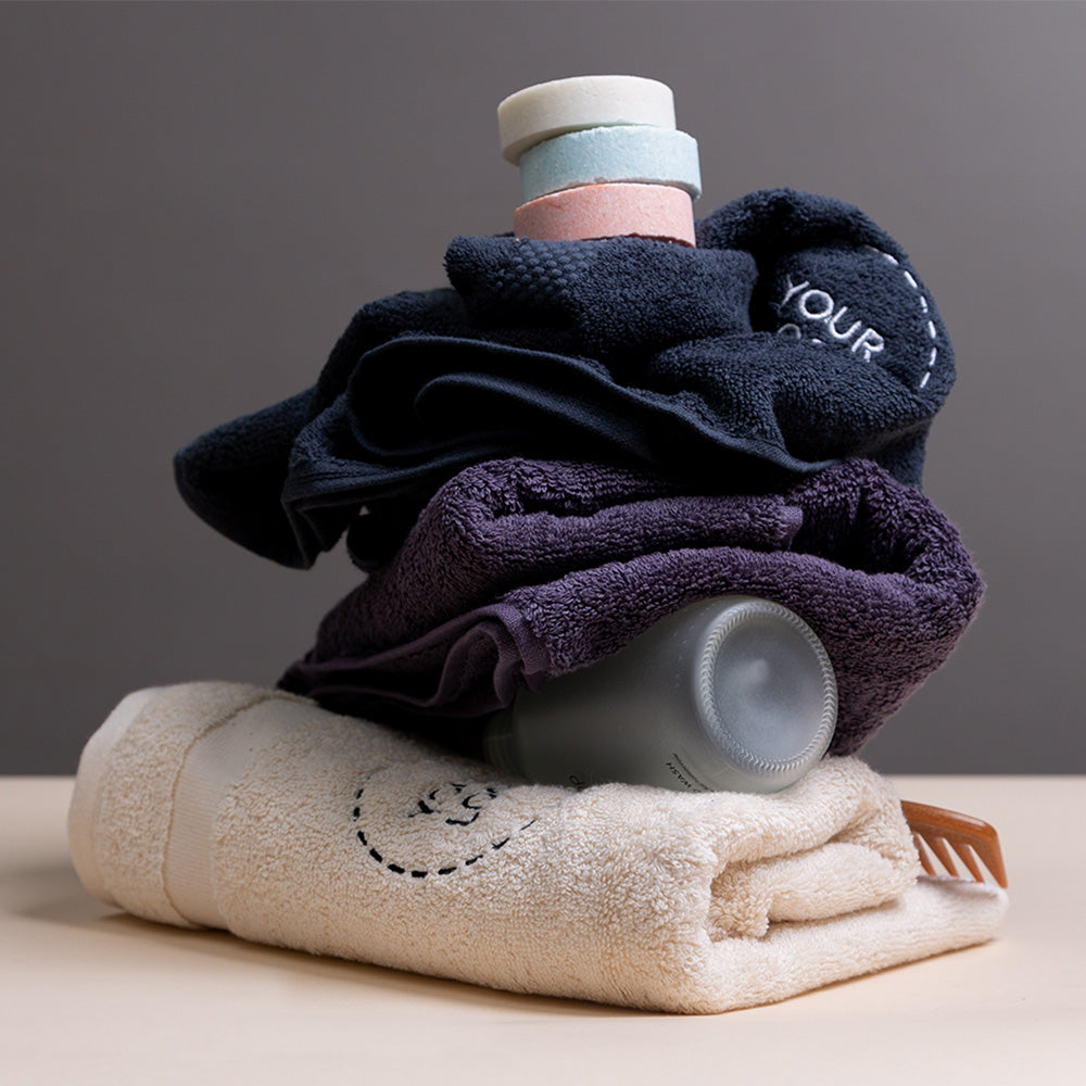 Nachhaltige Handtücher besticken lassen. Werbgeschenk für Kunden